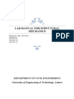 Lab Manual For Structural Mechanics: Department of Civil Engineering University of Engineering & Technology, Lahore