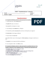 Prepositional Phrases - Worksheet - Answer Key - Grade 7