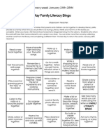 Family Literacy Bingo