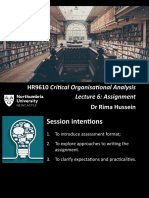 HR9610 Critical Organisational Analysis: Lecture 6: Assignment