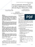 Study of Influence of Antenatal, Intranatal and Neonatal Factors On NICU Admissions in A Tertiary Hospital in Marathwada Region, Maharashtra, India