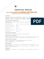 CARACTERÍSTICAS TÉCNICAS. DETERGENTE CLORADO Deterclor