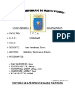 Historia de Las Universidades Oceanicas, Africanas, Asiáticas.