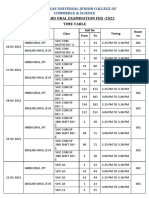 HSC Board Exam Oral Time Table