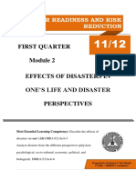 First Quarter Effects of Disasters in One'S Life and Disaster Perspectives