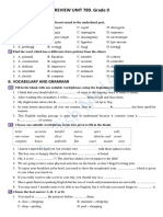 REVIEW UNIT 789. Grade 9: B. Vocabulary and Grammar