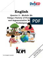 English: Quarter 3 Module 2b: Using A Variety of Persuasive and Argumentative Writing Techniques