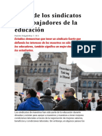 El Rol de Los Sindicatos de Trabajadores de La Educación