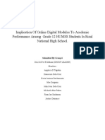 Implication of Online Digital Modules To Academic Performance Among Grade 12 HUMSS Students in Rizal National High School