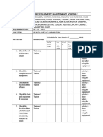 Laboratory/Equipment Maintenance Schedule