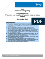 Unit: Skills For Computing Assignment Title: IT System and Creation of Website For A Furniture Retailer September 2018