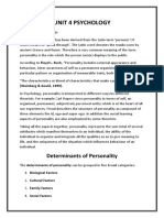 Unit 4 Psychology: Determinants of Personality