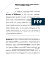 Notificacion de Demanda en Cobro de Prestaciones Laborales y Auto de Fijacion de Audiencia