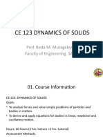 Ce 123 Dynamics of Solids: Prof. Beda M. Mutagahywa Faculty of Engineering. SAUT