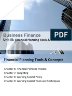 Business Finance: Unit III: Financial Planning Tools & Concepts