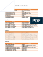 List of Tile Codes Specification