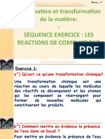 Séquence Exercice - Les Réactions de Combustions - Niveau 4°