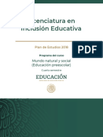 Licenciatura en Inclusión Educativa: Mundo Natural y Social (Educación Preescolar)