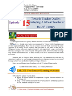 Earning Pisode: Towards Teacher Quality: Developing A Glocal Teacher of The 21 Century