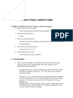 Primary Source Analysis Guide: 1. Basics: Identify The Basic Features of The Document