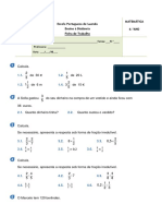 Ficha de Trabalho Multiplicação e Divisão de Números Racionais