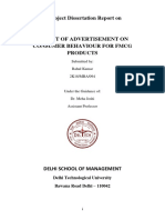 Project Dissertation Report On: Submitted By: Rahul Kumar 2K18/MBA/094