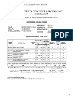 University of Science & Technology, Meghalaya: Semester Grade Sheet