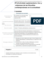 Examen - (ACDB1-15%) (SUP1) Actividad Suplementaria - Uso y Aplicación en Las Empresas de Las Filosofías Administrativas, Contemporáneas en La Actualidad