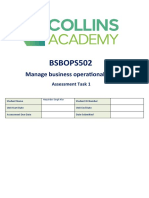 BSBOPS502: Manage Business Operational Plans