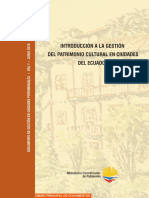 Introduccion A La Gestion Del Patrimonio Cultural en Ciudades Del Ecuador