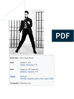 Birth Name Elvis Aaron Presley: January 8, 1935, U.S