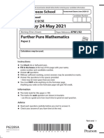 Monday 24 May 2021: Further Pure Mathematics