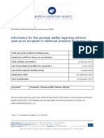 Information For The Package Leaflet Regarding Ethanol Used As An Excipient in Medicinal Products For Human Use