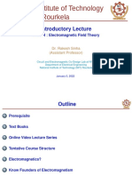 Introductory Lecture: EE3004: Electromagnetic Field Theory