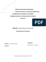 Ensayo Código de Ética Del Profesional de Fisoterapia Envenezuela.