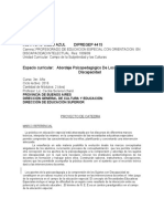 Proyecto de Cátedra. Abordaje Psicopedagógico de Los Sujetos Con Discapacidad Intelectual. 3er Año 2016