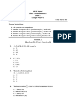 Time: 2 Hours Total Marks: 80: CBSE Board Class VII Mathematics Term I Sample Paper 2