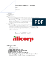 Evaluación de Las Empresas A Invertir-Alicorp