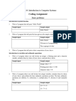 Coding Assignment: CSE 1110: Introduction To Computer Systems Basic Problems