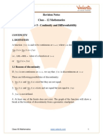 Class 12 Revision Notes Continuity and Differentiability