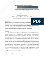 Scopus - The Effectiveness of Independent Learning Method On StudentsÔÇÖ Speaking Achievement at Christian University of Indonesia Jakarta