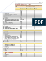 Monthly Grocery List: # Item Pack Quantity Required Quantity Brand