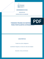 Temario Prueba de Extranjeros de Matematica Admisin 2022