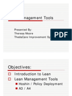 Lean Management Tools: Presented By: Theresa Moore Thedacare Improvement System