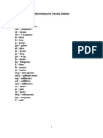 Abbreviations For Nursing Students