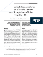 Aumento en La Oferta de Consultorios Adyacentes A Farmacias y Atención en Servicios Públicos en México Entre 2012 y 2018 (INSP)