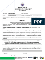 RPMS SY 2021-22 Teacher Reflection Form (TRF)