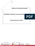 V2 - SITXFSA002 - Participate in Safe Food Handling Practices - Student Assessment Guide