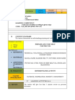 Learning Plan in Tle Cookery 12