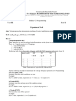 Subject-C Programming Year-FE Sem-II: Experiment No 4